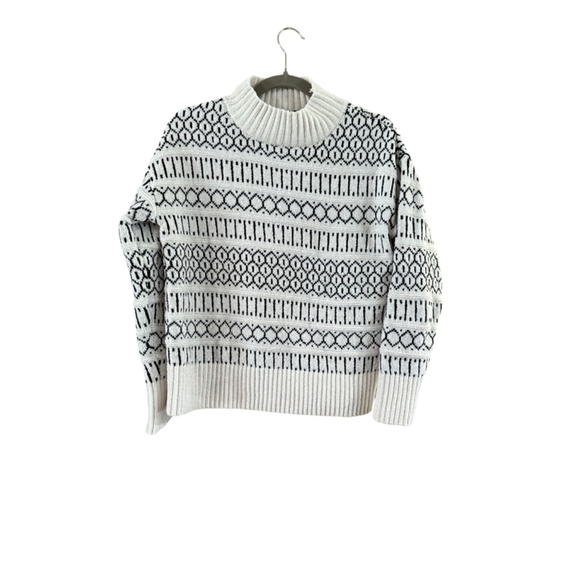 Unbranded Cream Black Fair Isle Mock Neck Sweater XXL - Picture 2 of 8